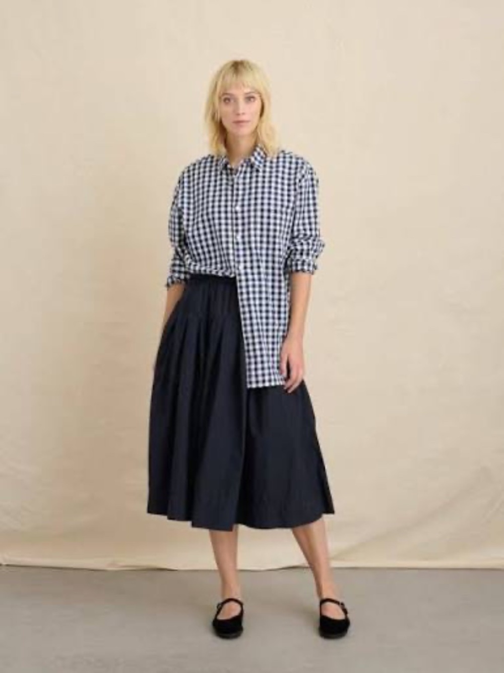 Alex Mill June Pull-on Skirt In Paper Poplin In Deep Navy